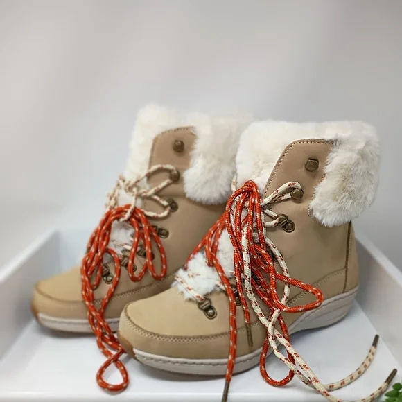 Aetrex Tan and Red Ankle Booties with Stylish Design - Picture 10 of 16